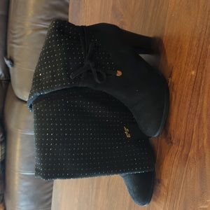 Women's dress suede heeled boots Brand Nancy Li size 8.5 in black